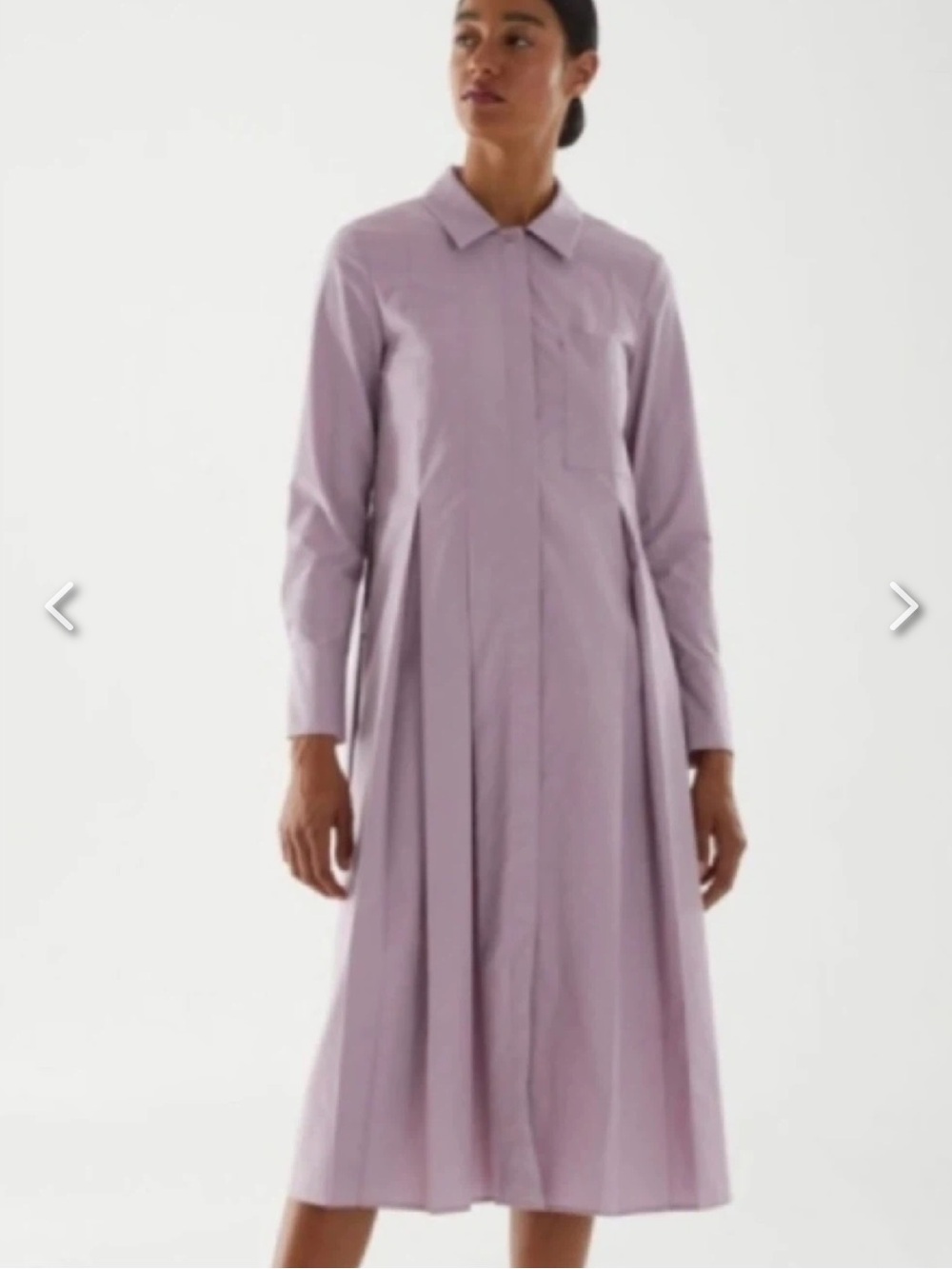 COS Lavender Long-Sleeve Pleated Shirt Dress  size XS